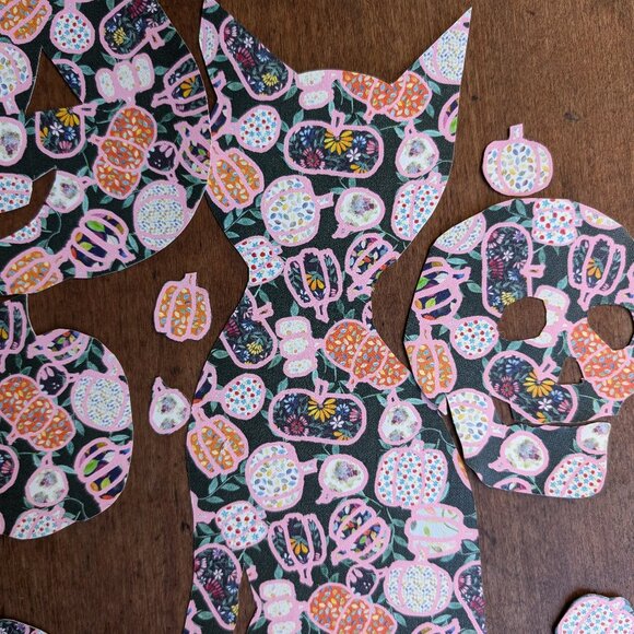 Hand Cut Halloween Autumn Pumpkin Themed Peel and Stick Decals - Picture 4 of 5